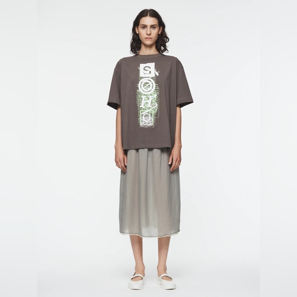 6397 100% Silk Sheer Skirt in Limeade